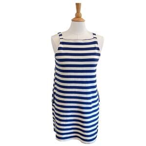 Rove &  Roam Sadie Square Neck Sleeveless Dress, Blue Stripe, Beachy Coastal M
